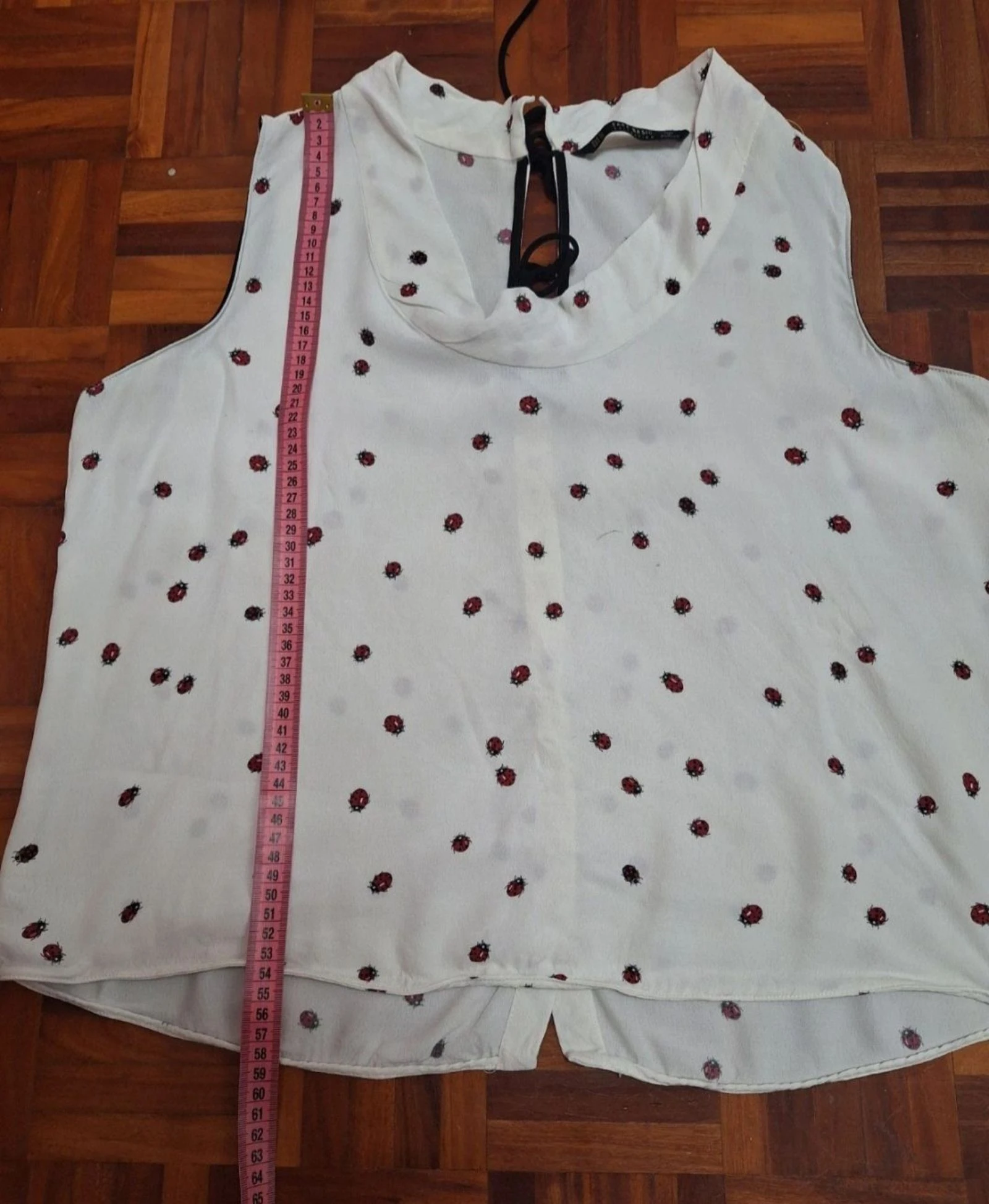 Zara BASIC sleeveless white ladybug print blouse Size XL – photo 3